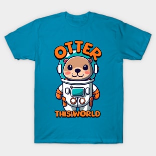 Otter This World! Cute Otter Astronaut Cartoon T-Shirt